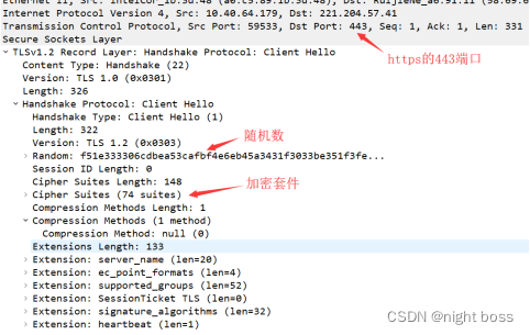 ClinetHello报文抓包示例