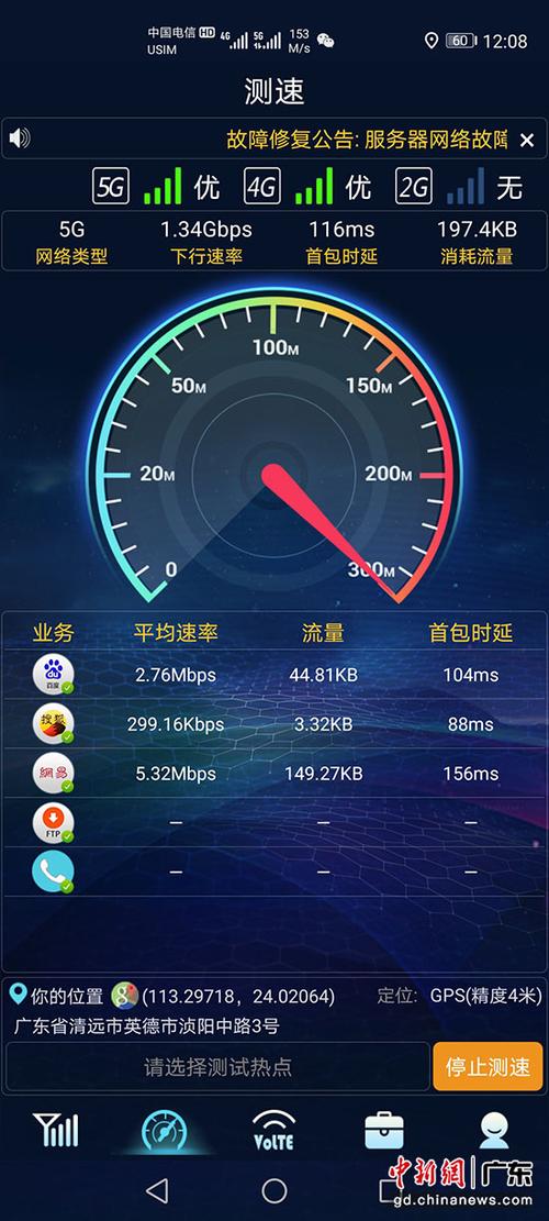 地方一级的5克速度测试 清理电讯频道