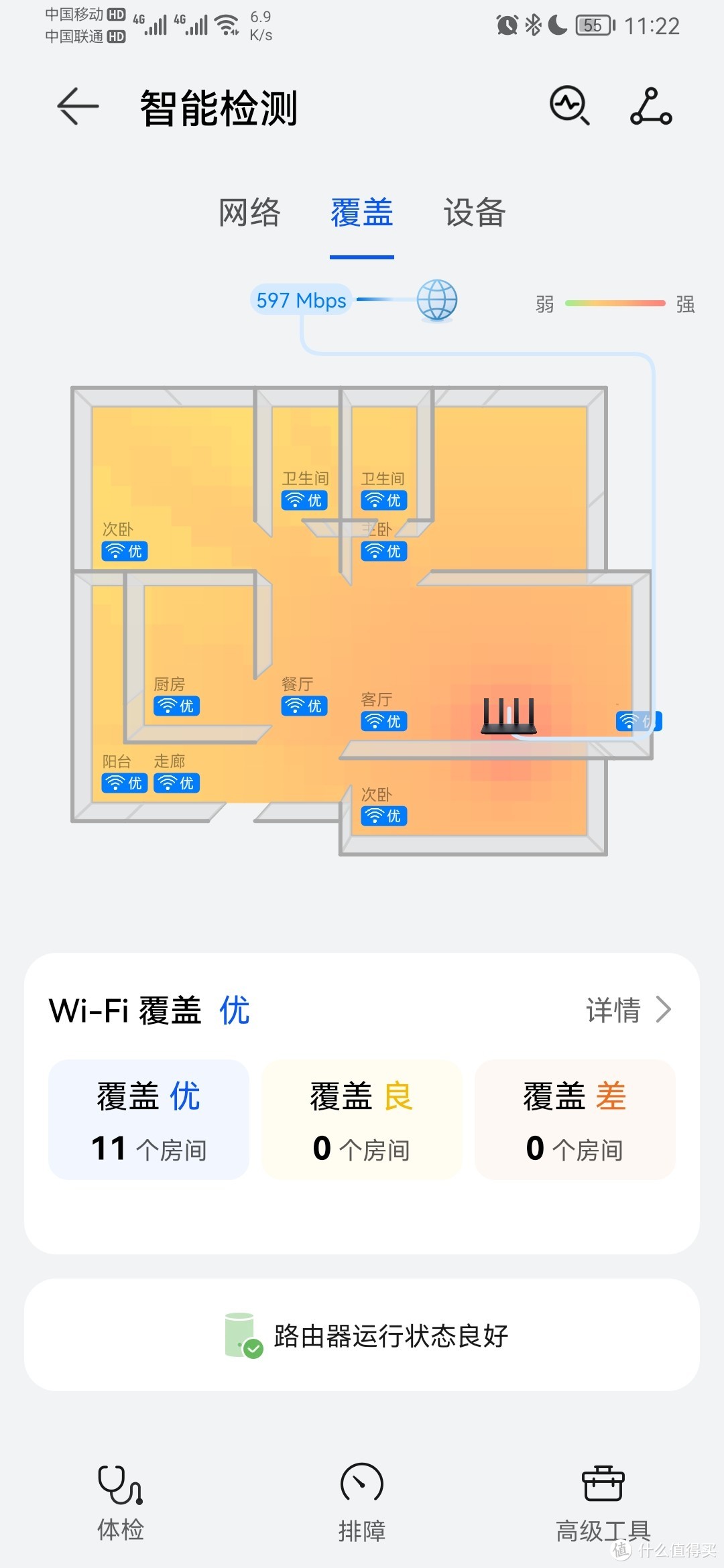 各房间信号覆盖较好