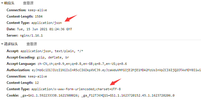 chrome中的content-type