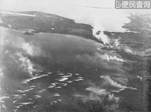 美军在关岛西岸两个地段登陆