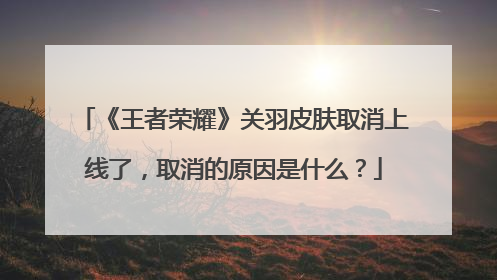 《王者荣耀》关羽皮肤取消上线了,取消的原因是什么?