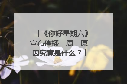 《你好星期六》宣布停播一周，原因究竟是什么？