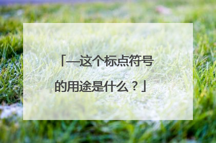 ——这个标点符号的用途是什么?