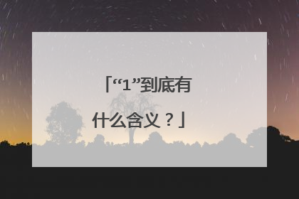 “1”到底有什么含义？