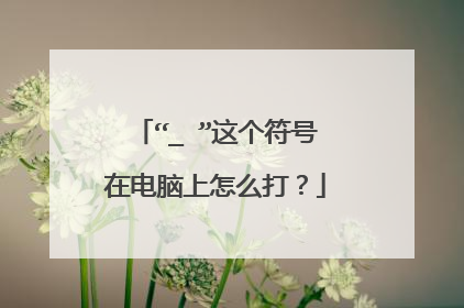 “_ ”这个符号在电脑上怎么打?