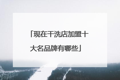 现在干洗店加盟十大名品牌有哪些