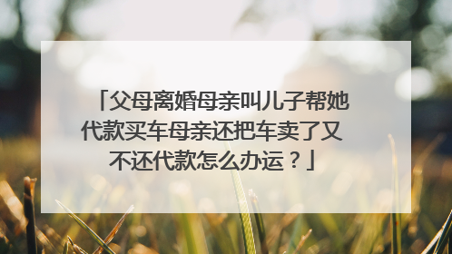 父母离婚母亲叫儿子帮她代款买车母亲还把车卖了又不还代款怎么办运?
