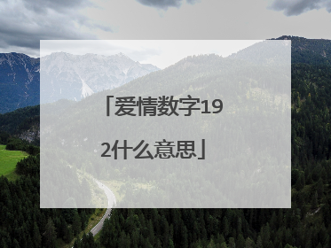爱情数字192什么意思