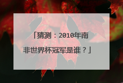 猜测：2010年南非世界杯冠军是谁？