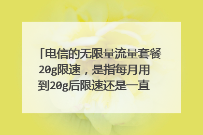电信的无限量流量套餐20g限速，是指每月用到20g后限速还是一直累计到20g后限速