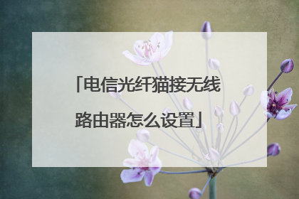 电信光纤猫接无线路由器怎么设置