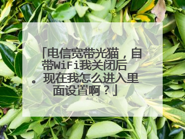 电信宽带光猫,自带WiFi我关闭后。现在我怎么进入里面设置啊?