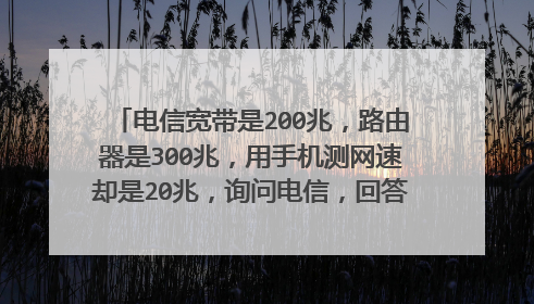 电信宽带是200兆，路由器是300兆，用手机测网速却是20兆，询问电信，回答说应该安装1000兆的