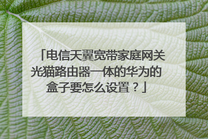 电信天翼宽带家庭网关光猫路由器一体的华为的盒子要怎么设置?