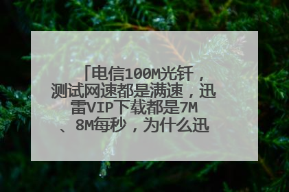电信100M光钎,测试网速都是满速,迅雷VIP下载都是7M、8M每秒,为什么迅雷下载跑不满?