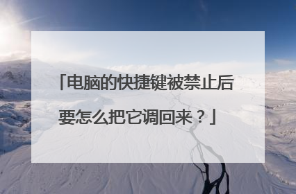 电脑的快捷键被禁止后要怎么把它调回来?