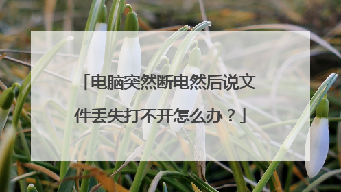 电脑突然断电然后说文件丢失打不开怎么办？