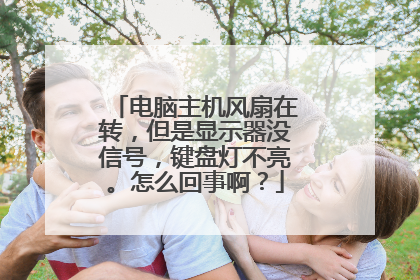 电脑主机风扇在转,但是显示器没信号,键盘灯不亮。怎么回事啊?