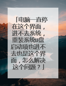 电脑一直停在这个界面,进不去系统,重装系统U盘启动项也进不去也是这个界面,怎么解决这个问题?