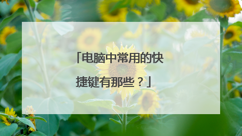 电脑中常用的快捷键有那些？