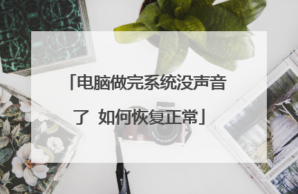 电脑做完系统没声音了 如何恢复正常