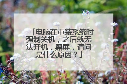 电脑在重装系统时强制关机,之后就无法开机,黑屏,请问是什么原因?