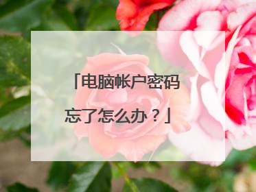 电脑帐户密码忘了怎么办?