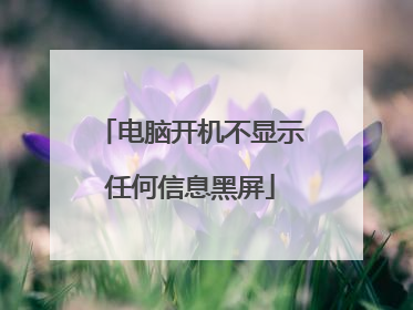 电脑开机不显示任何信息黑屏