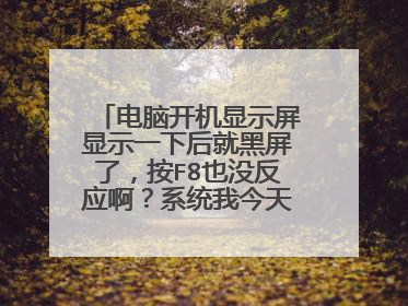 电脑开机显示屏显示一下后就黑屏了,按F8也没反应啊?系统我今天也是刚做完的。