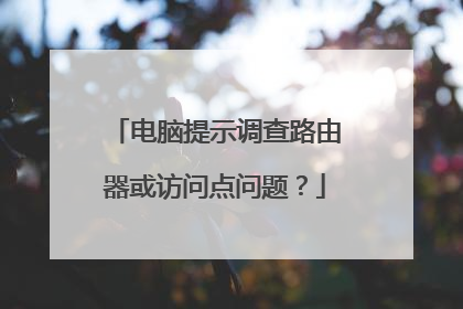 电脑提示调查路由器或访问点问题？