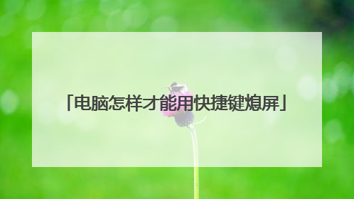 电脑怎样才能用快捷键熄屏