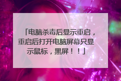 电脑杀毒后显示重启，重启后打开电脑屏幕只显示鼠标，黑屏！！