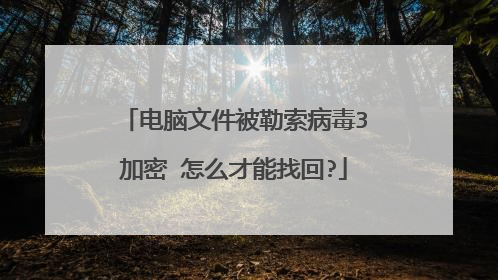 电脑文件被勒索病毒3加密 怎么才能找回?