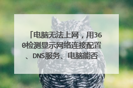 电脑无法上网,用360检测显示网络连接配置、DNS服务、电脑能否上网均有异常,360修复不了。求助