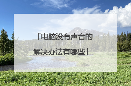 电脑没有声音的解决办法有哪些