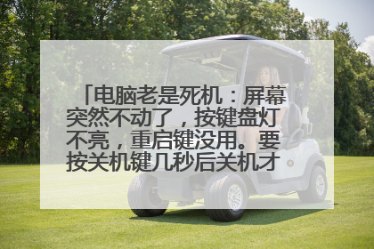 电脑老是死机：屏幕突然不动了，按键盘灯不亮，重启键没用。要按关机键几秒后关机才能再开机.系统是