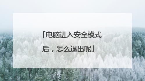 电脑进入安全模式后，怎么退出呢