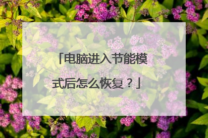 电脑进入节能模式后怎么恢复?