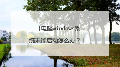 电脑windows系统未能启动怎么办?