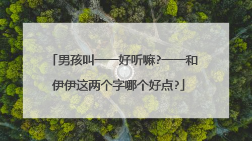 男孩叫一一好听嘛?一一和伊伊这两个字哪个好点?