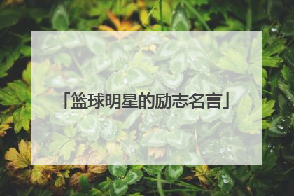 篮球明星的励志名言