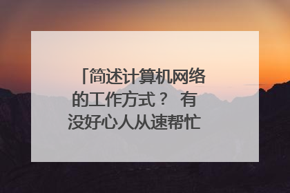 简述计算机网络的工作方式? 有没好心人从速帮忙解答下,谢谢了