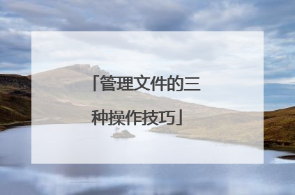 管理文件的三种操作技巧
