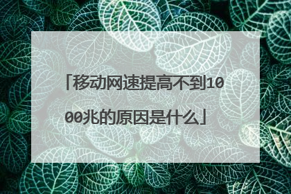 移动网速提高不到1000兆的原因是什么