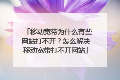 移动宽带为什么有些网站打不开?怎么解决移动宽带打不开网站