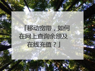 移动宽带,如何在网上查询余额及在线充值?