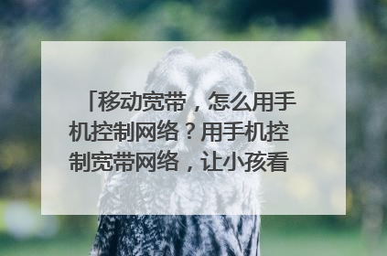 移动宽带，怎么用手机控制网络？用手机控制宽带网络，让小孩看不了，不是控制路由器哦！！！！