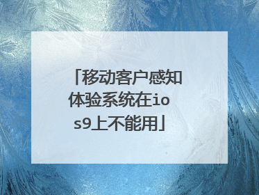 移动客户感知体验系统在ios9上不能用
