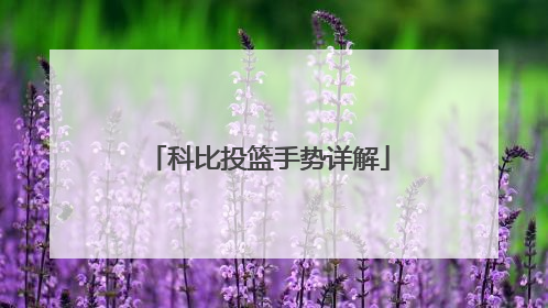 科比投篮手势详解